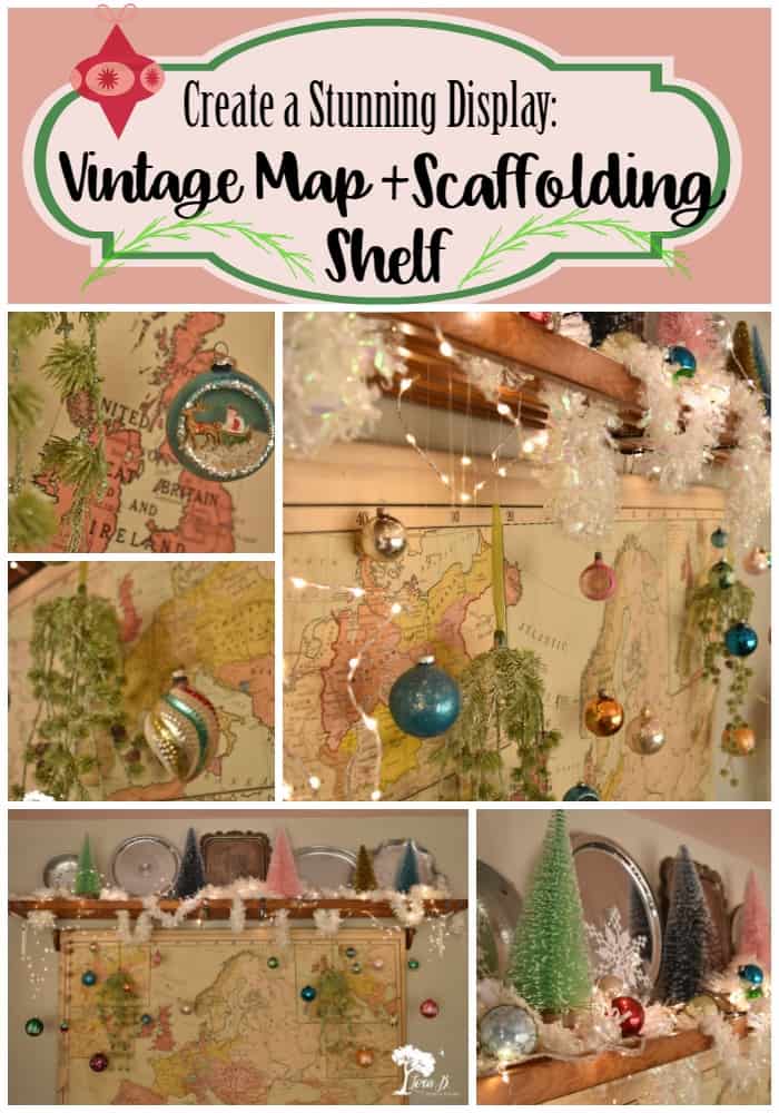 Display your Shiny Brite ornaments in front of a vintage wall map