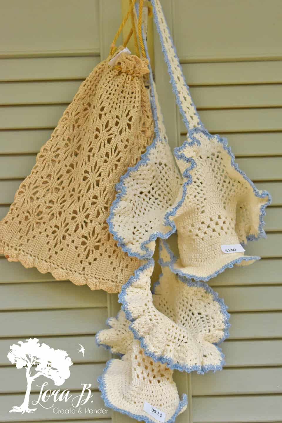 Crocheted lace baskets