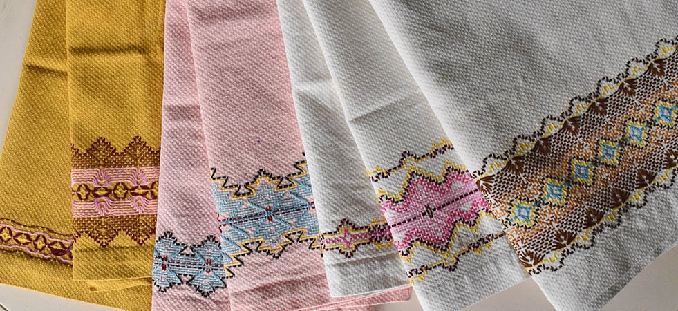 Embroidered Huck Towels