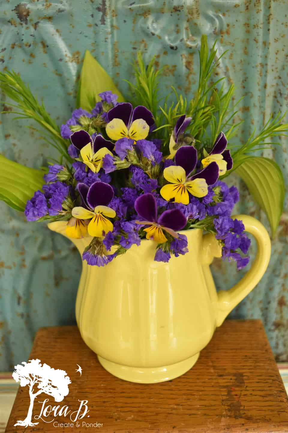 Wild violets in floral boquet