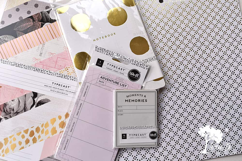 Gold polka dotted paper items.
