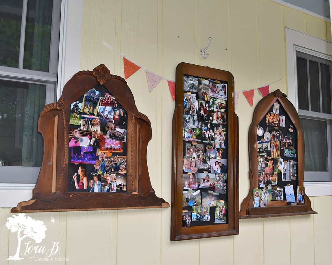 Vintage dresser mirrors as photo displays