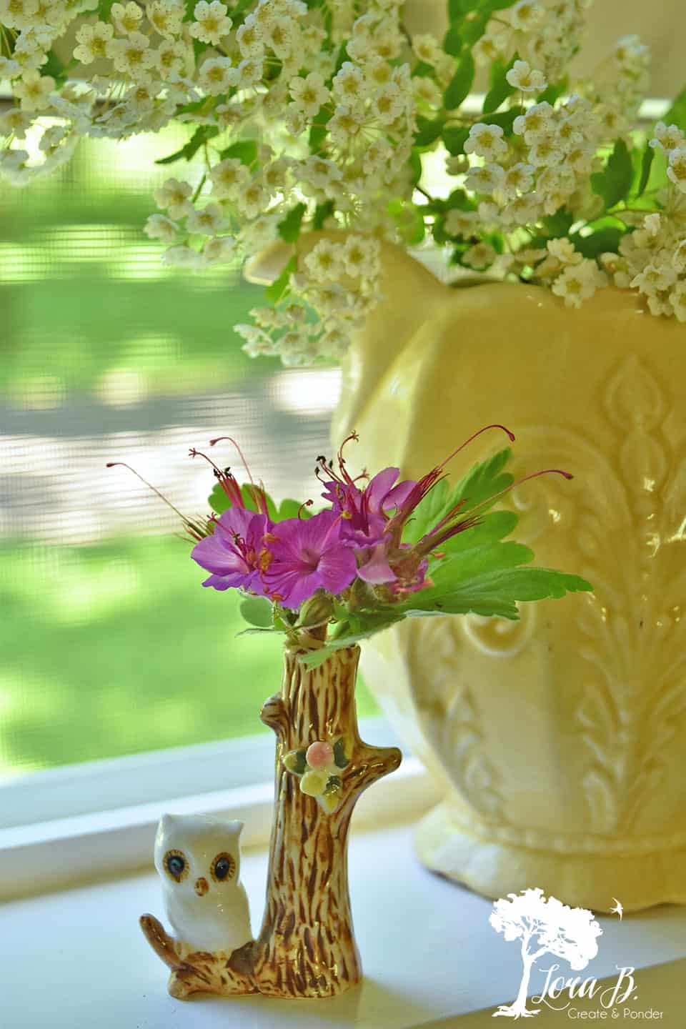 Vintage owl mini vase