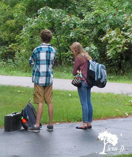 kids waiting for schoolbus