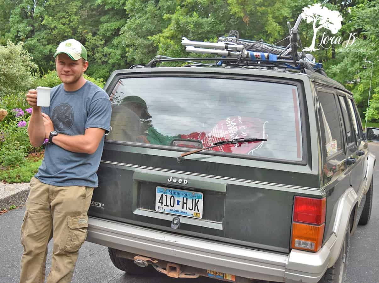 College boy heading off.