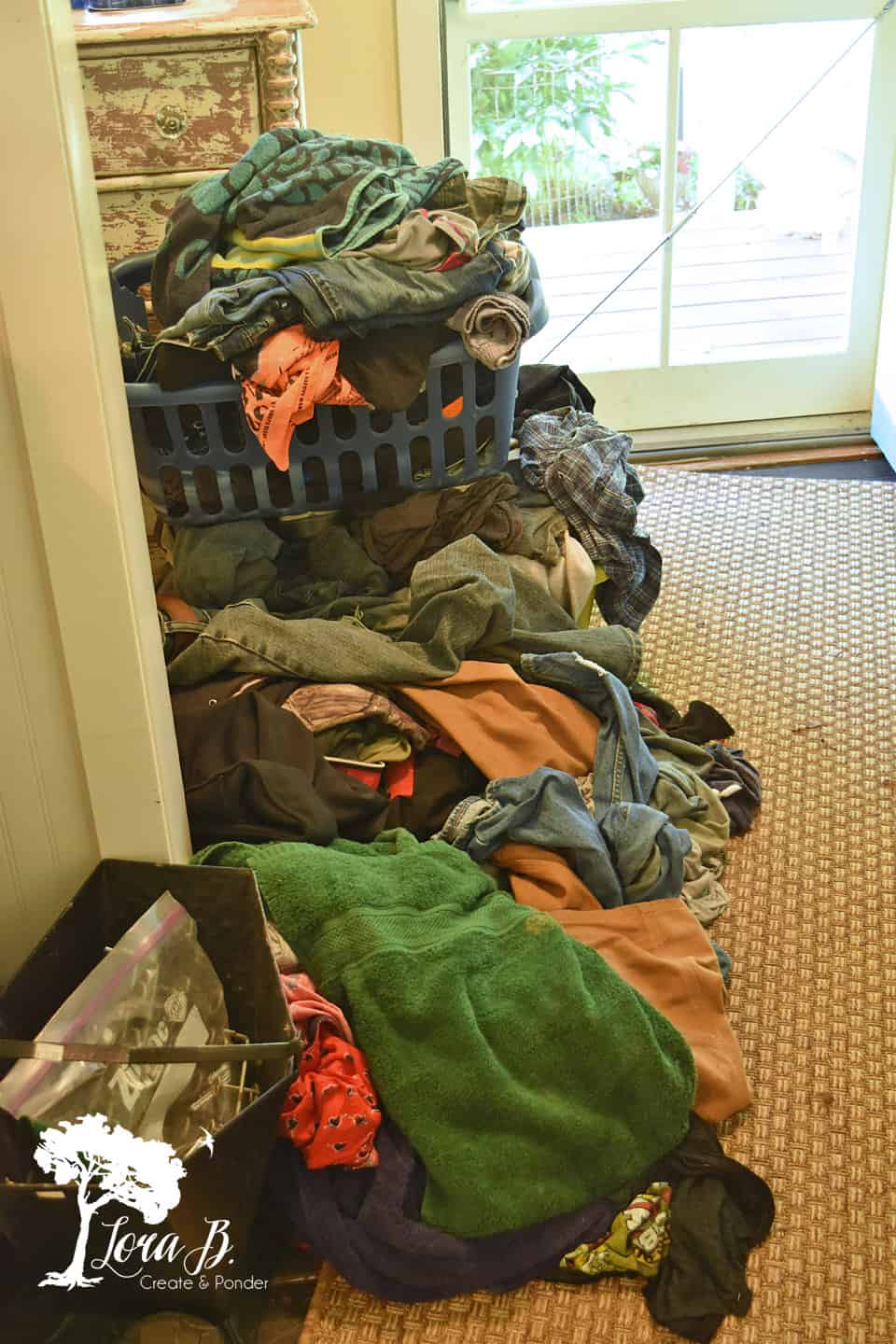 Dirty laundry pile.