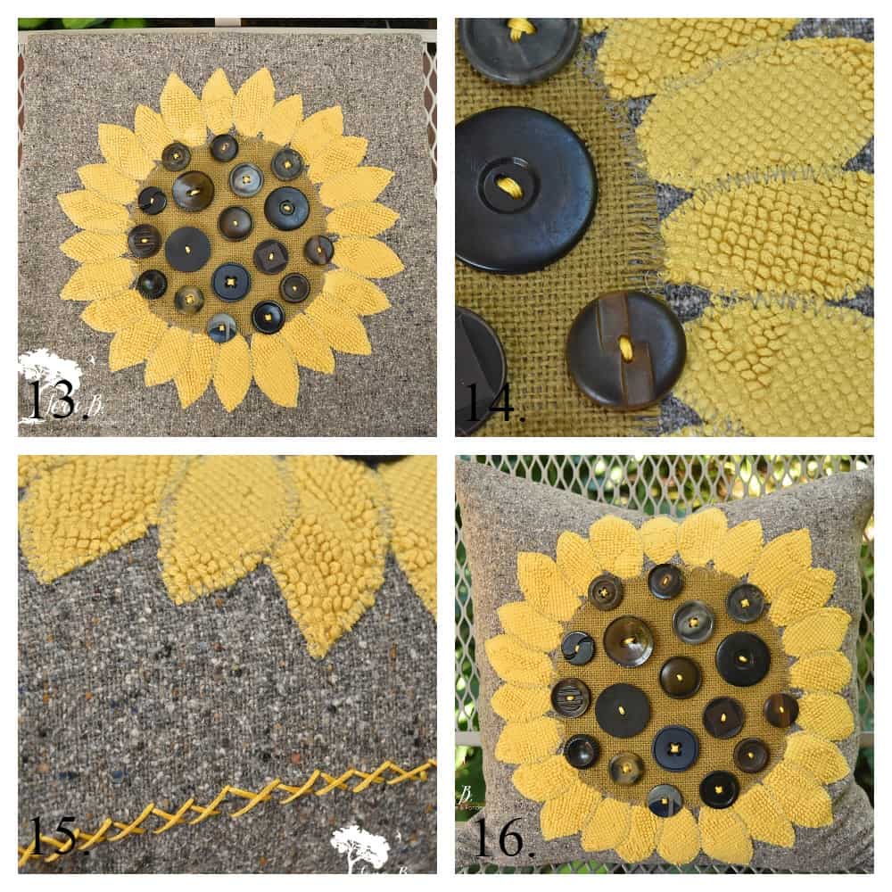 Sunflower Button Pillow