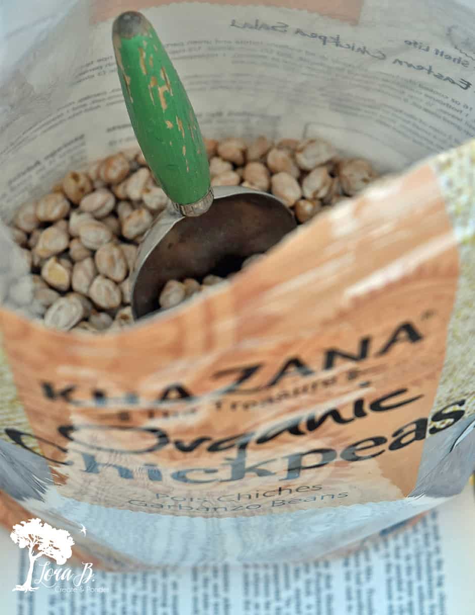 Chickpeas as weight for handcrafted items.