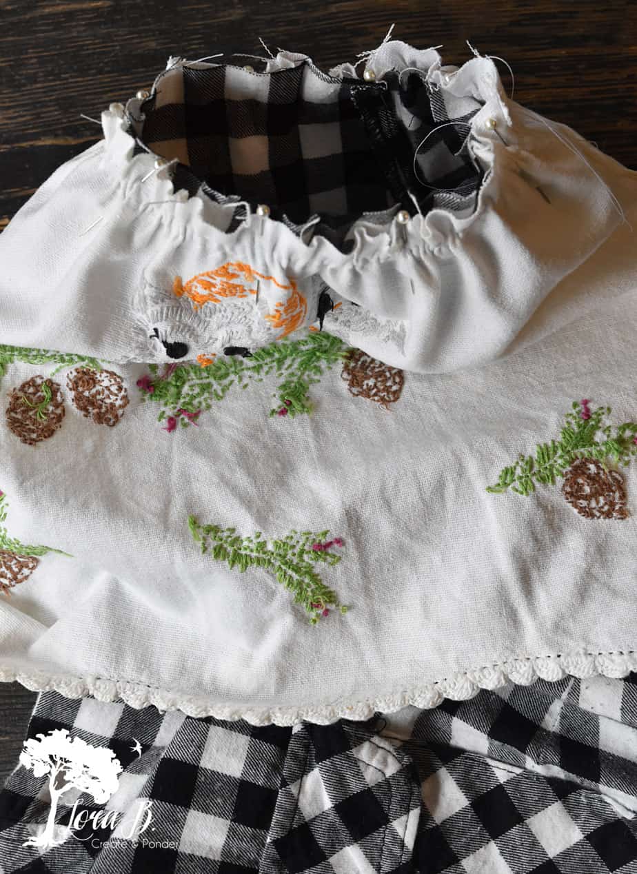 Add a vintage linen flounced sleeve.