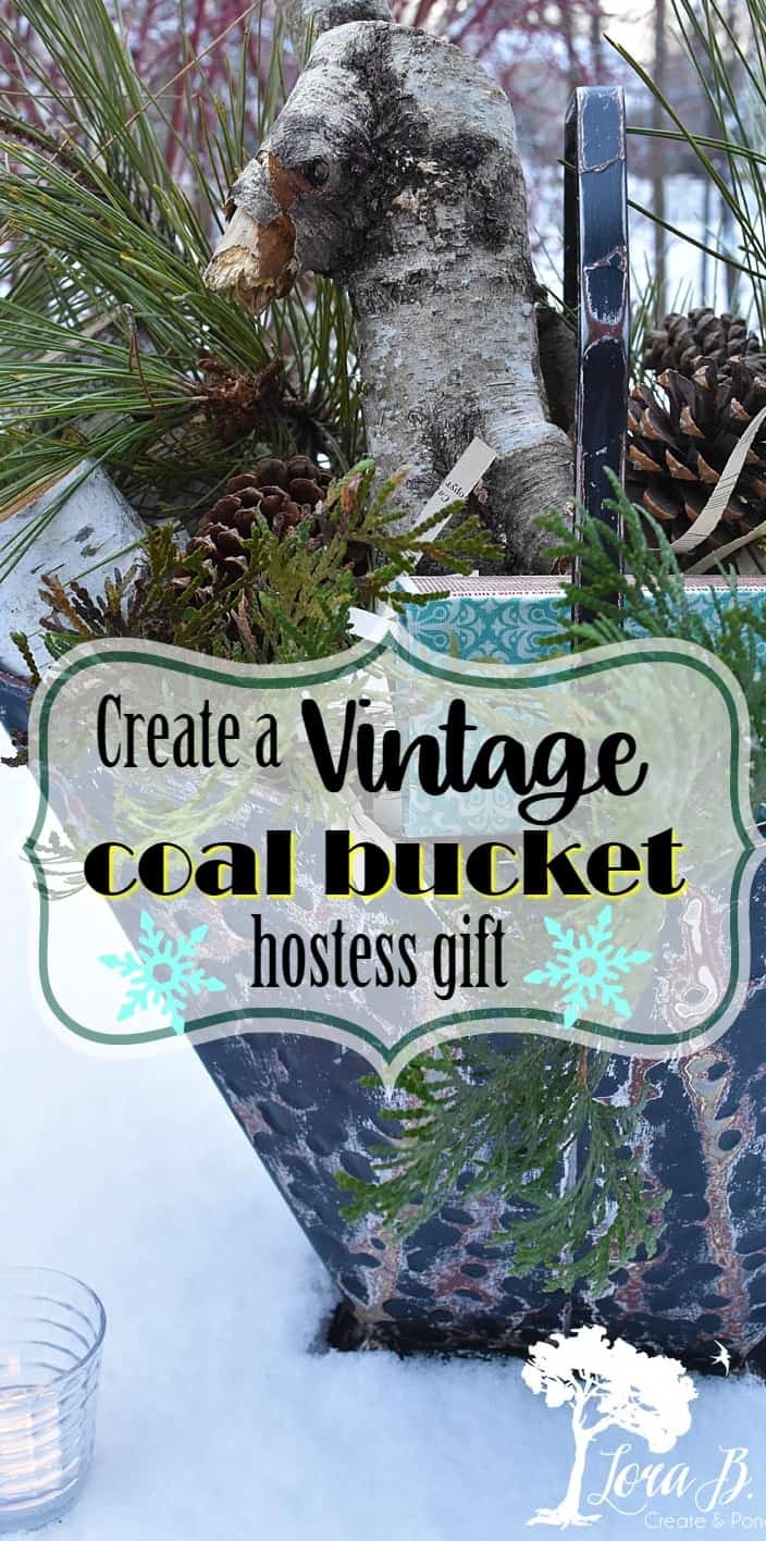 Vintage coal bucket hostess gift.