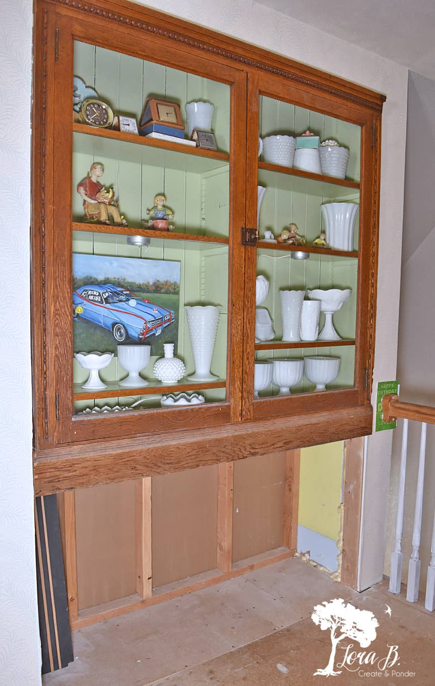 Old glass cupboard built in