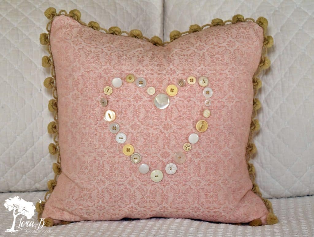 Vintage Button Heart Pillow