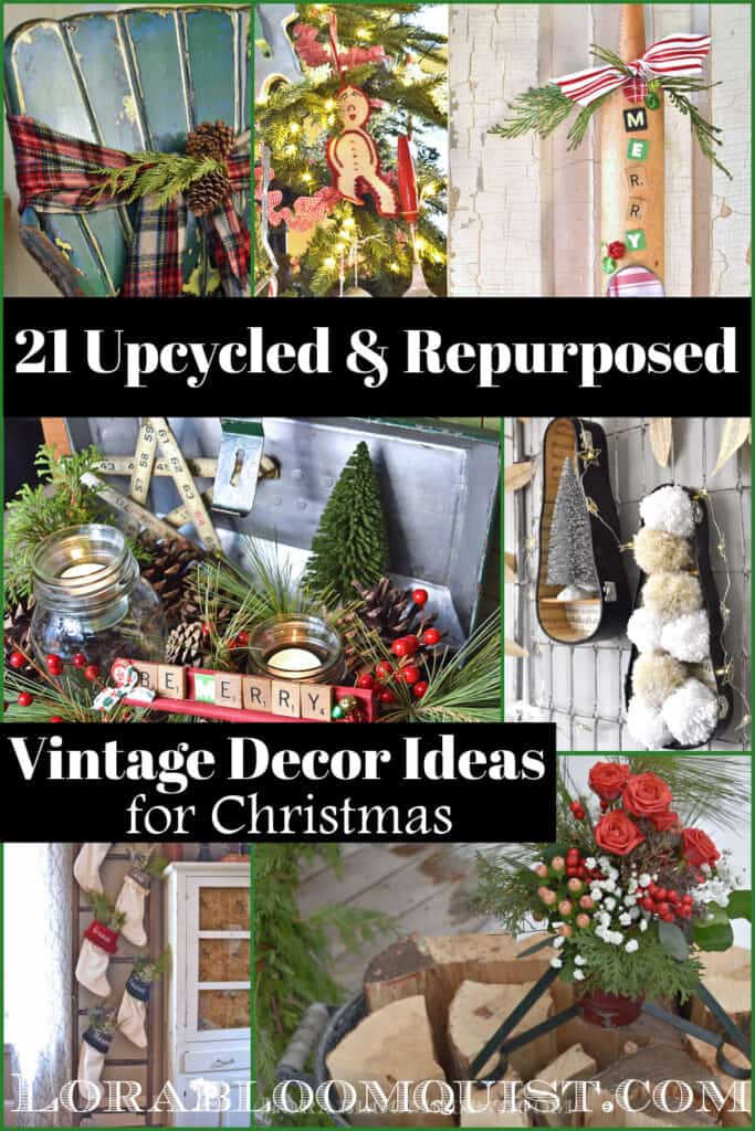 Christmas upcycled and repurposed craft ideas made with vintage junk finds.