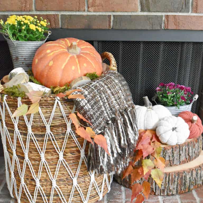 Decorating the Fall Mantel with a Vintage Door
