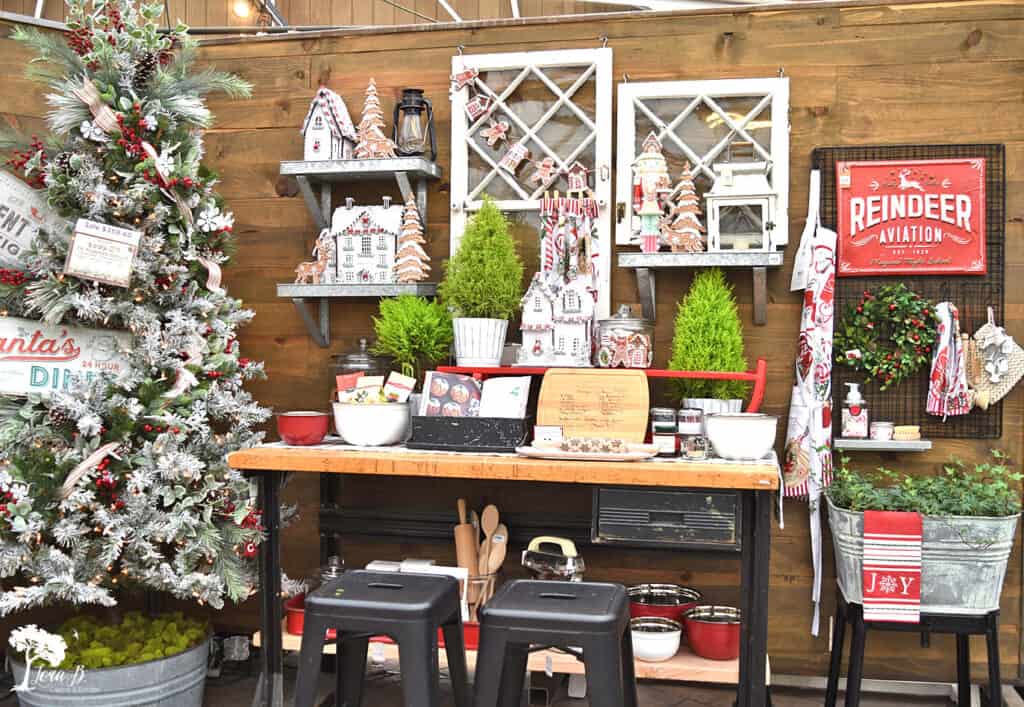 Christmas decorated baking station