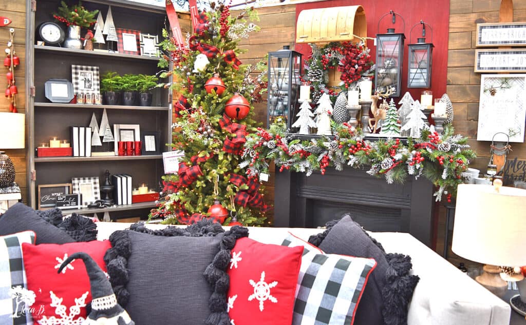 Red and black buffalo check Christmas decor