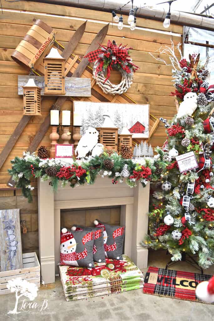 Christmas decorated mantel