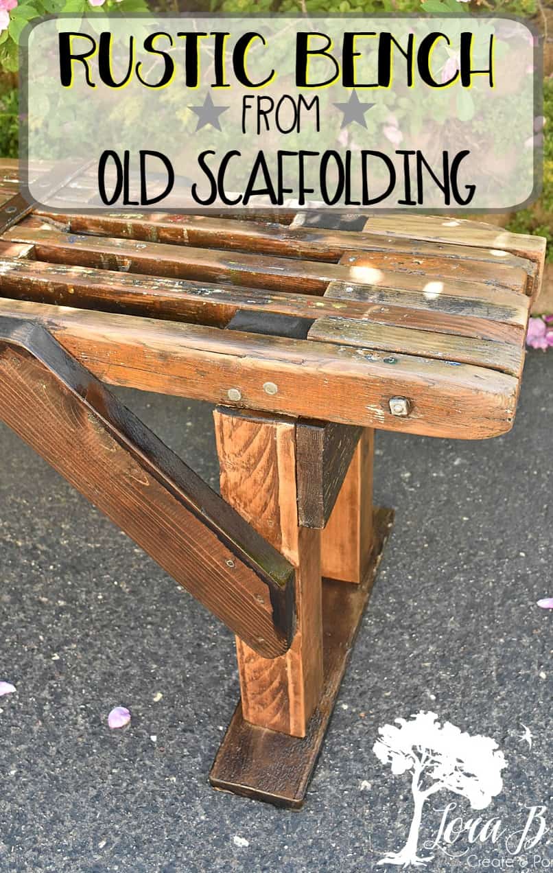 Create a re-purposed rustic bench from a vintage painter's scaffolding by following these steps. #repurposed #vintage #painter'sscaffolding #repurposedvintage #DIY #projects