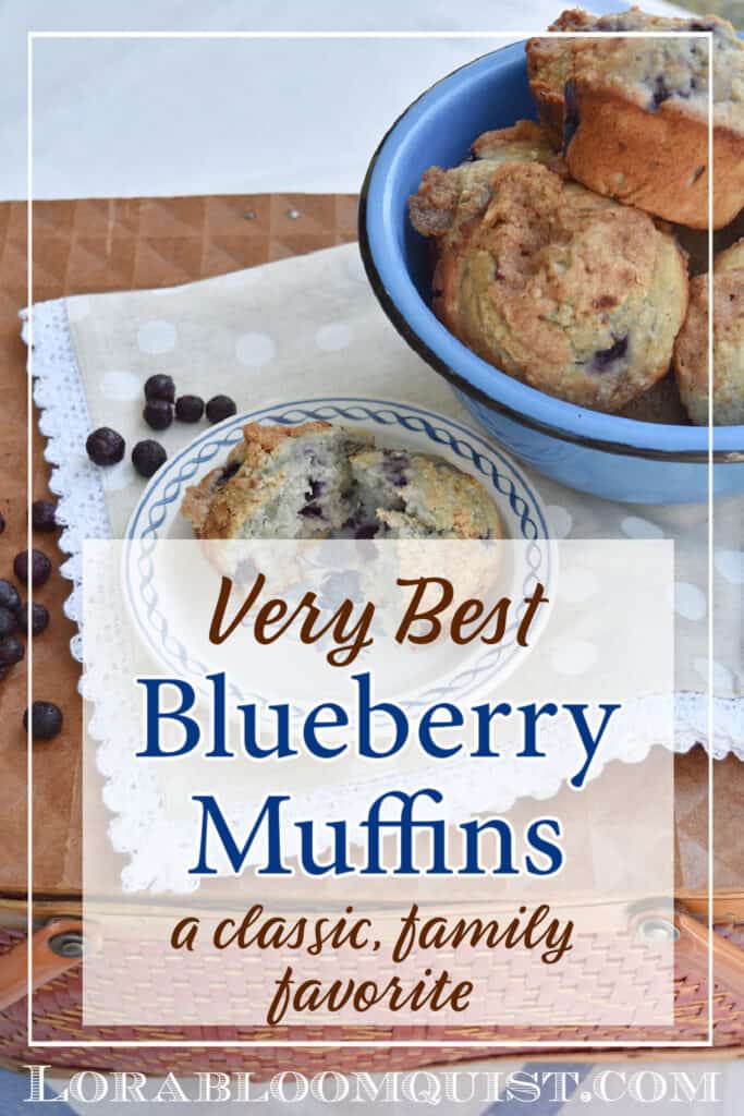 Blueberry muffins in blue bowl