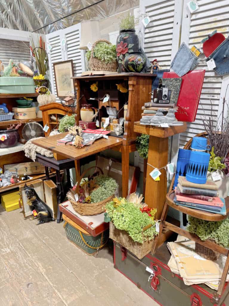 Antique booth filled with early fall treasures.