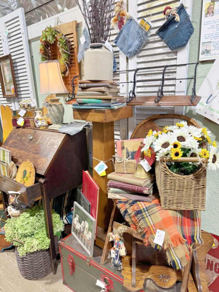 Vintage back to school antique booth display.