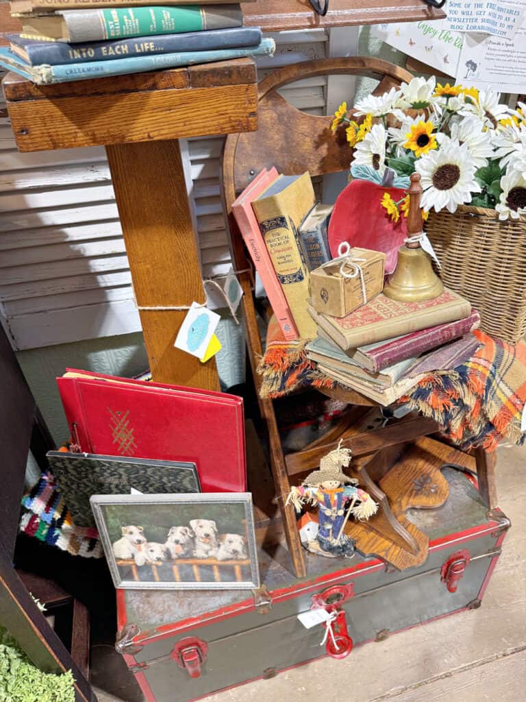 Vintage back to school antique booth display.