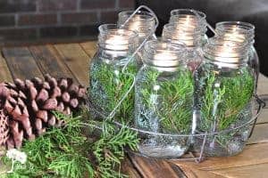 Winter canning jar centerpiece