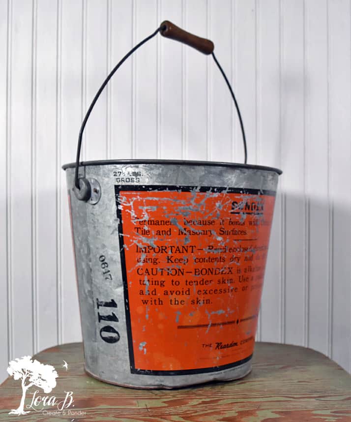 Vintage Galvanized Bucket with Graphics