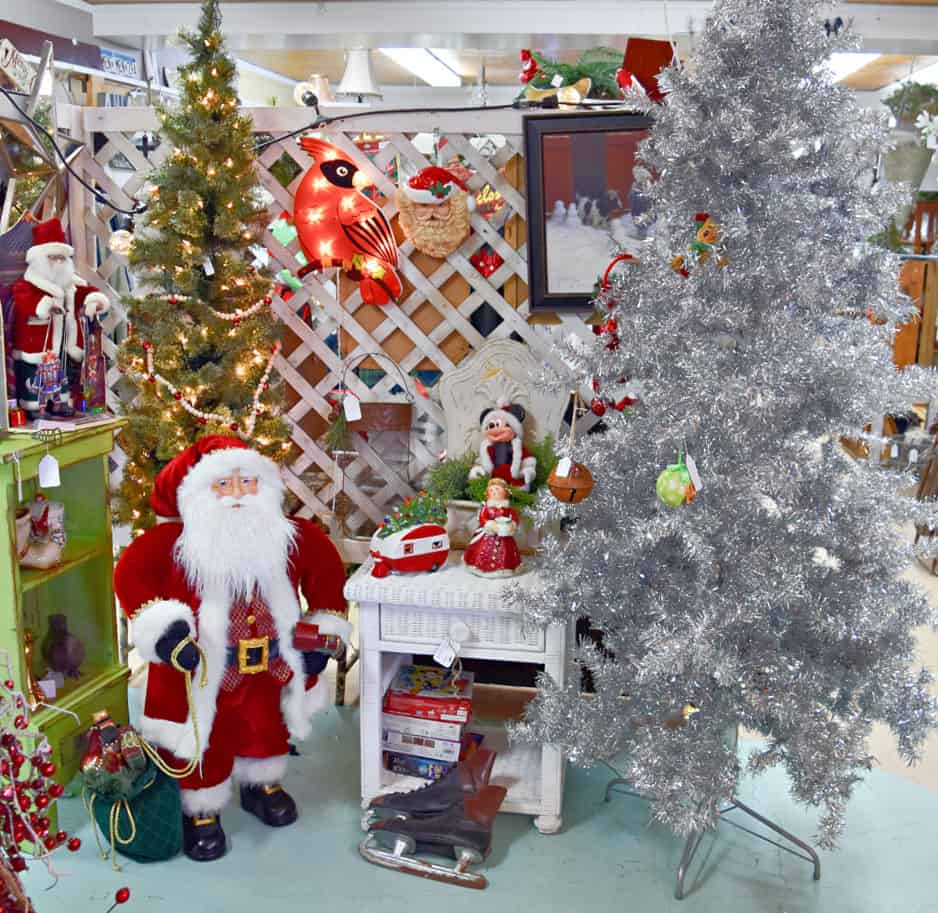 Christmas display in antique store.