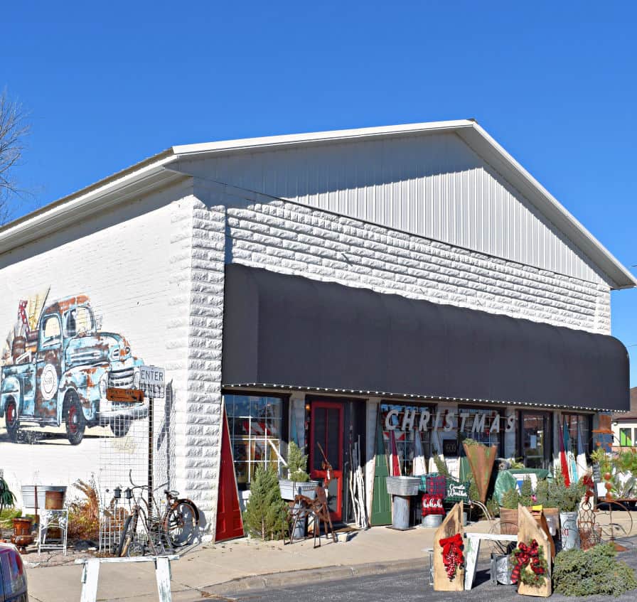Vintage shop at Christmas time.