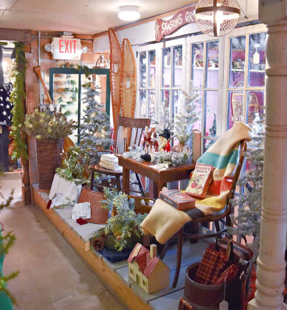 Christmas display in antique store.