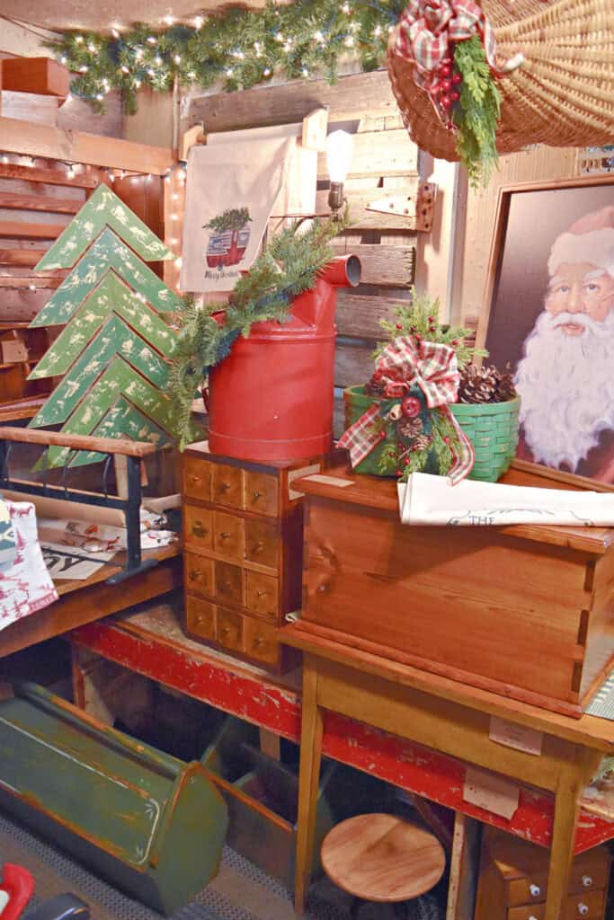 Christmas display in antique store.