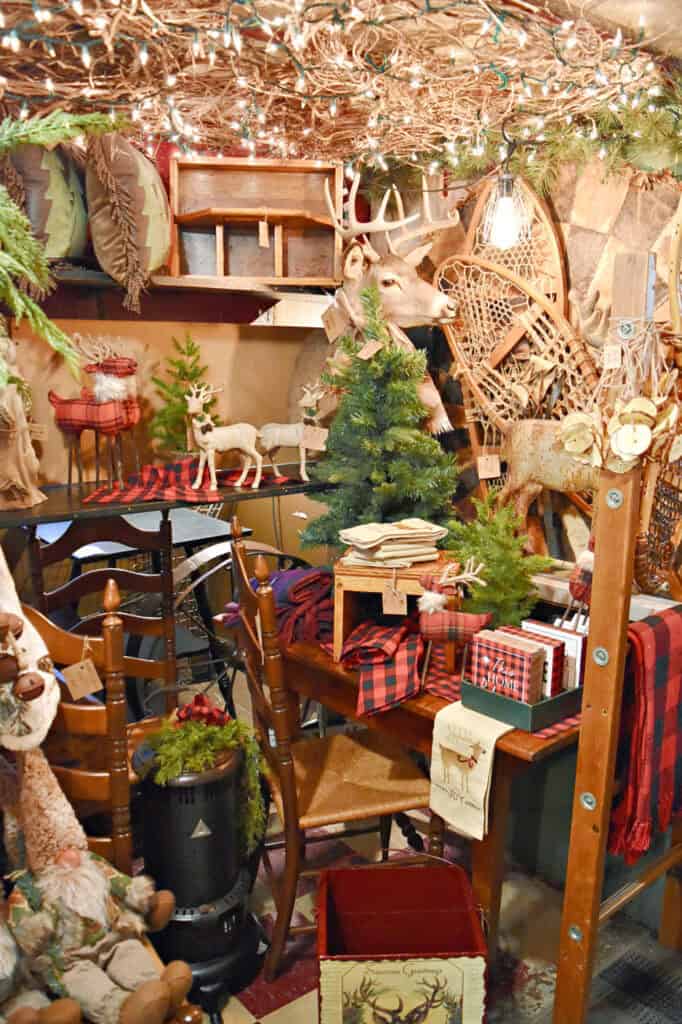 Christmas display in antique store.