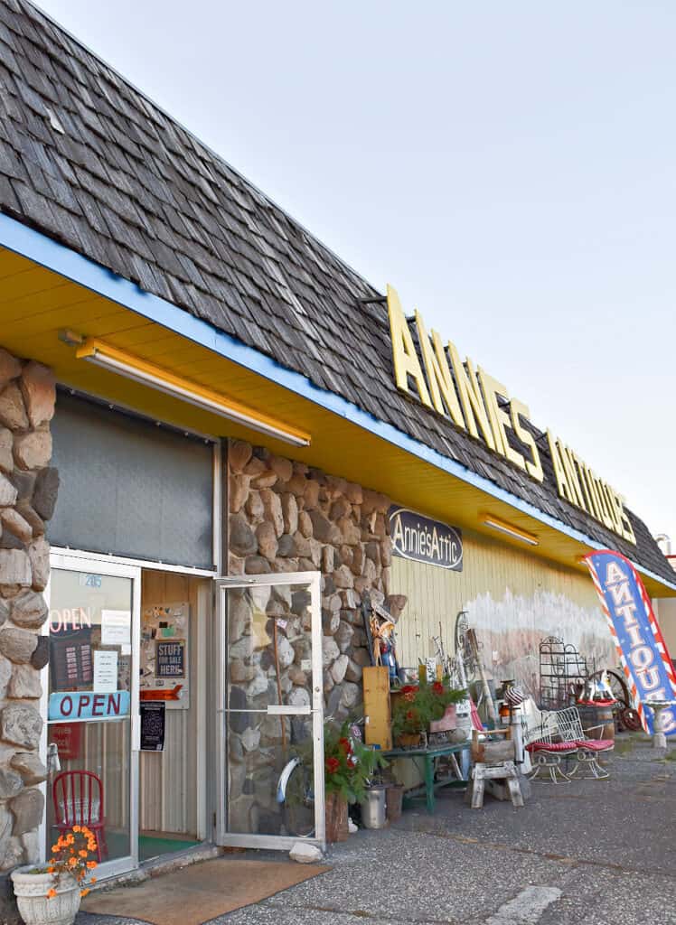 Front of antique store.