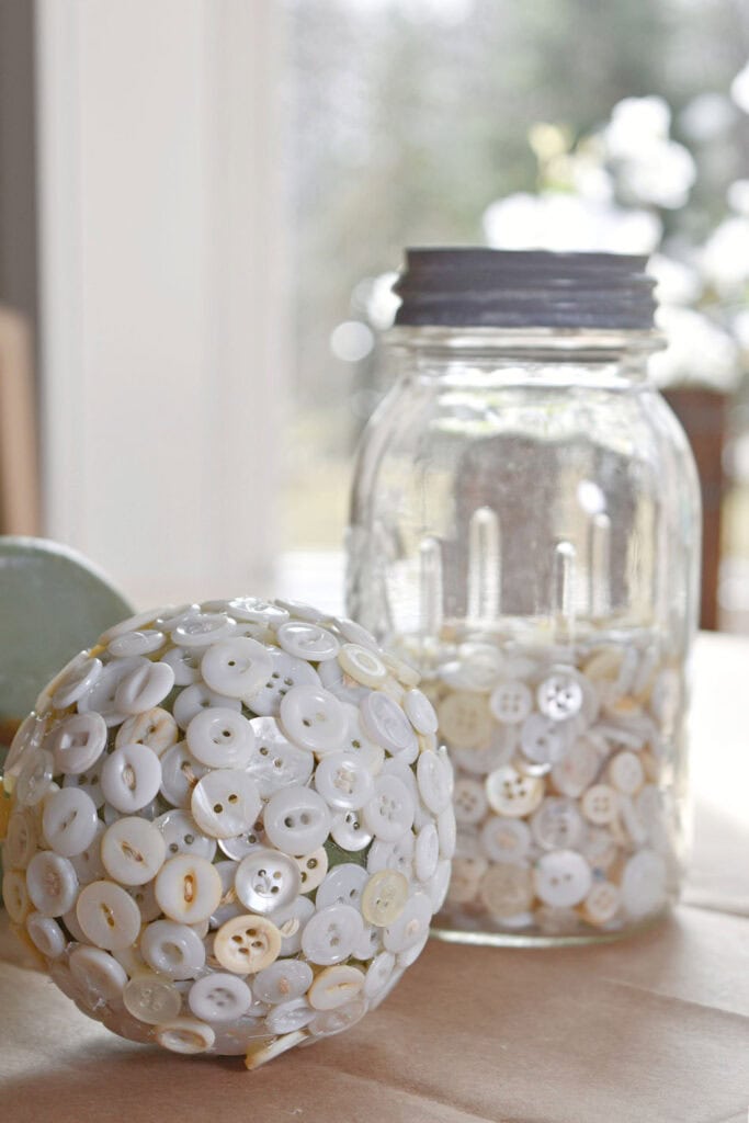 Vintage buttons on sphere.