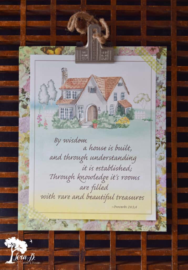 Illustration of cottage with verse printable