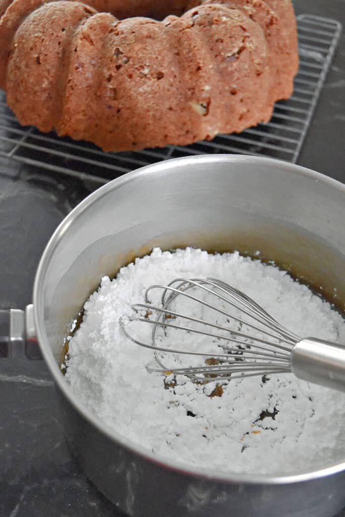 Making frosting for Homemade Cake.
