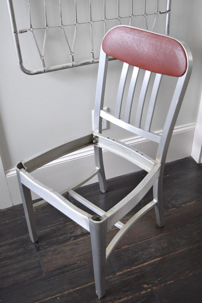 Vintage Navy chair being refreshed.