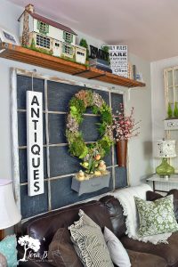 Old Window Chalkboard Spring Display