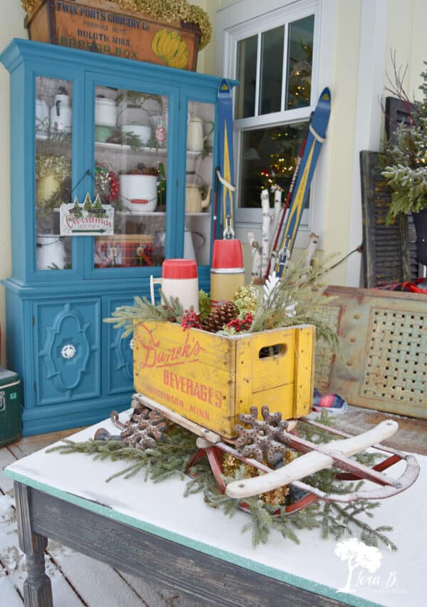 A Christmas Porch with Vintage Junk Style - Lora Bloomquist~Create & Ponder