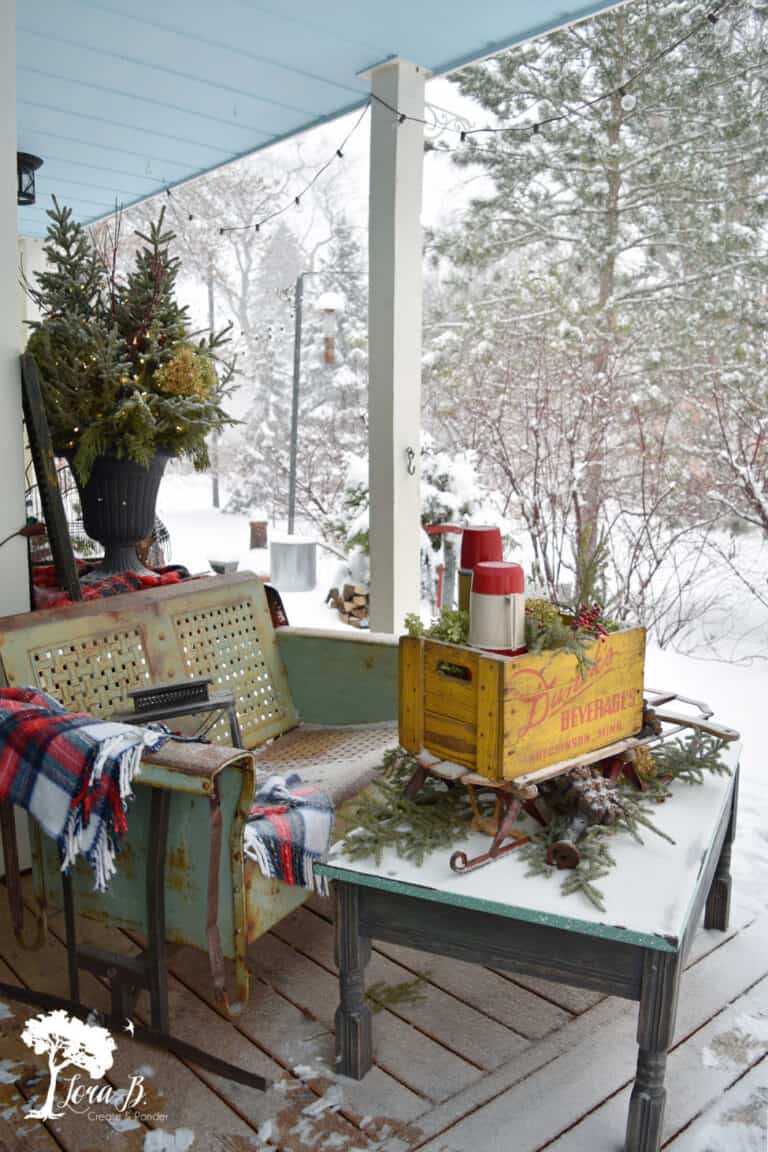 A Christmas Porch with Vintage Junk Style - Lora Bloomquist~Create & Ponder