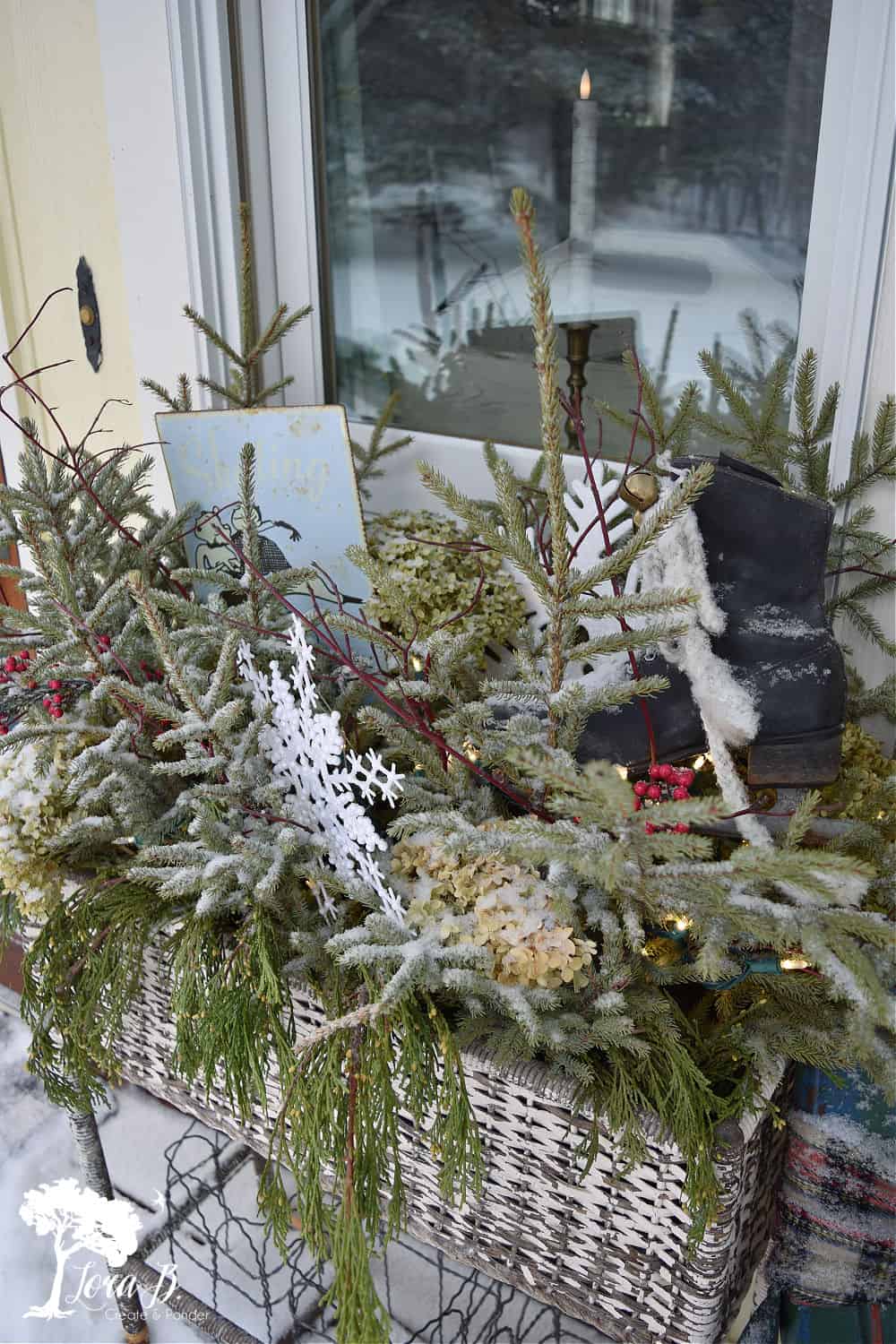 A Christmas Porch with Vintage Junk Style - Lora Bloomquist~Create & Ponder