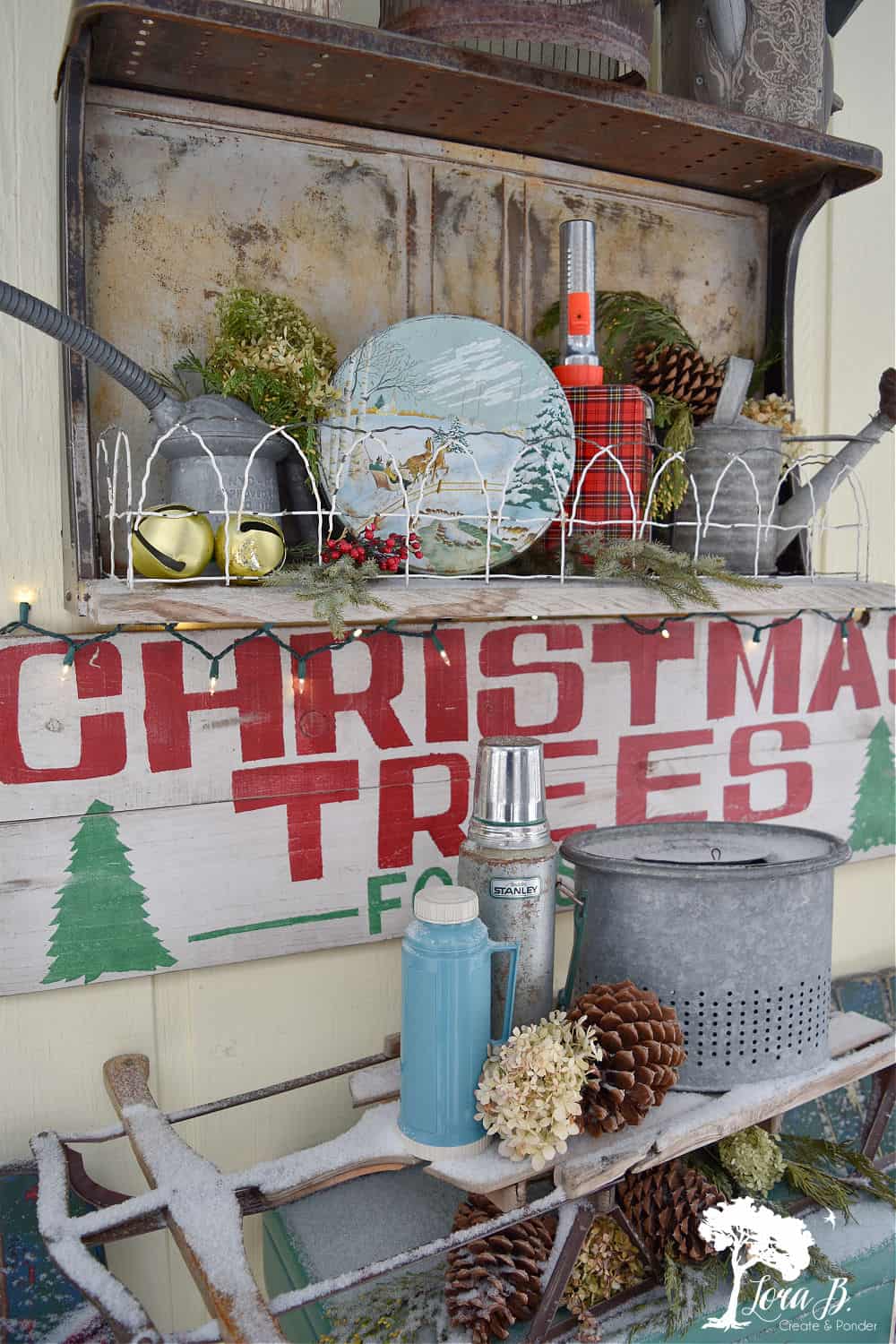 A Christmas Porch with Vintage Junk Style - Lora Bloomquist~Create & Ponder