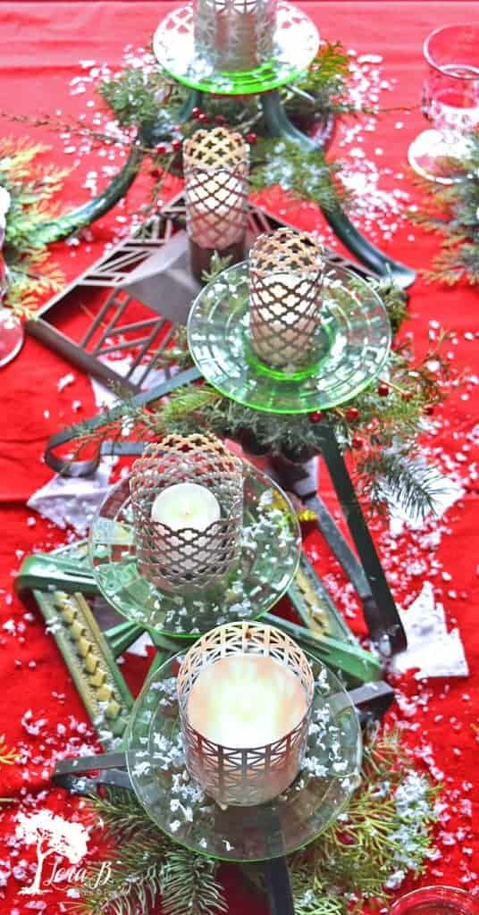 A Christmas Tablescape with Vintage Tree Stands - Lora Bloomquist