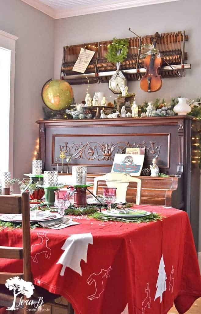 Christmas table setting ideas with vintage