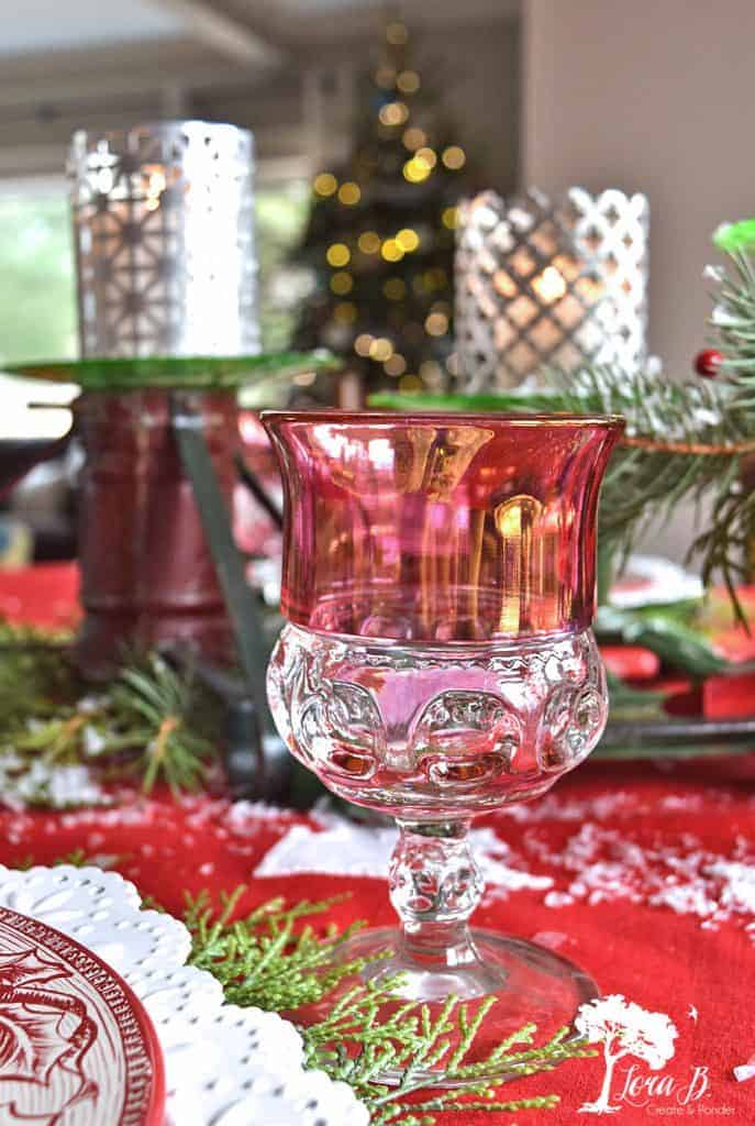 A Christmas Tablescape with Vintage Tree Stands - Lora B. Create & Ponder