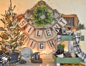 Christmas decorated bedroom with vintage