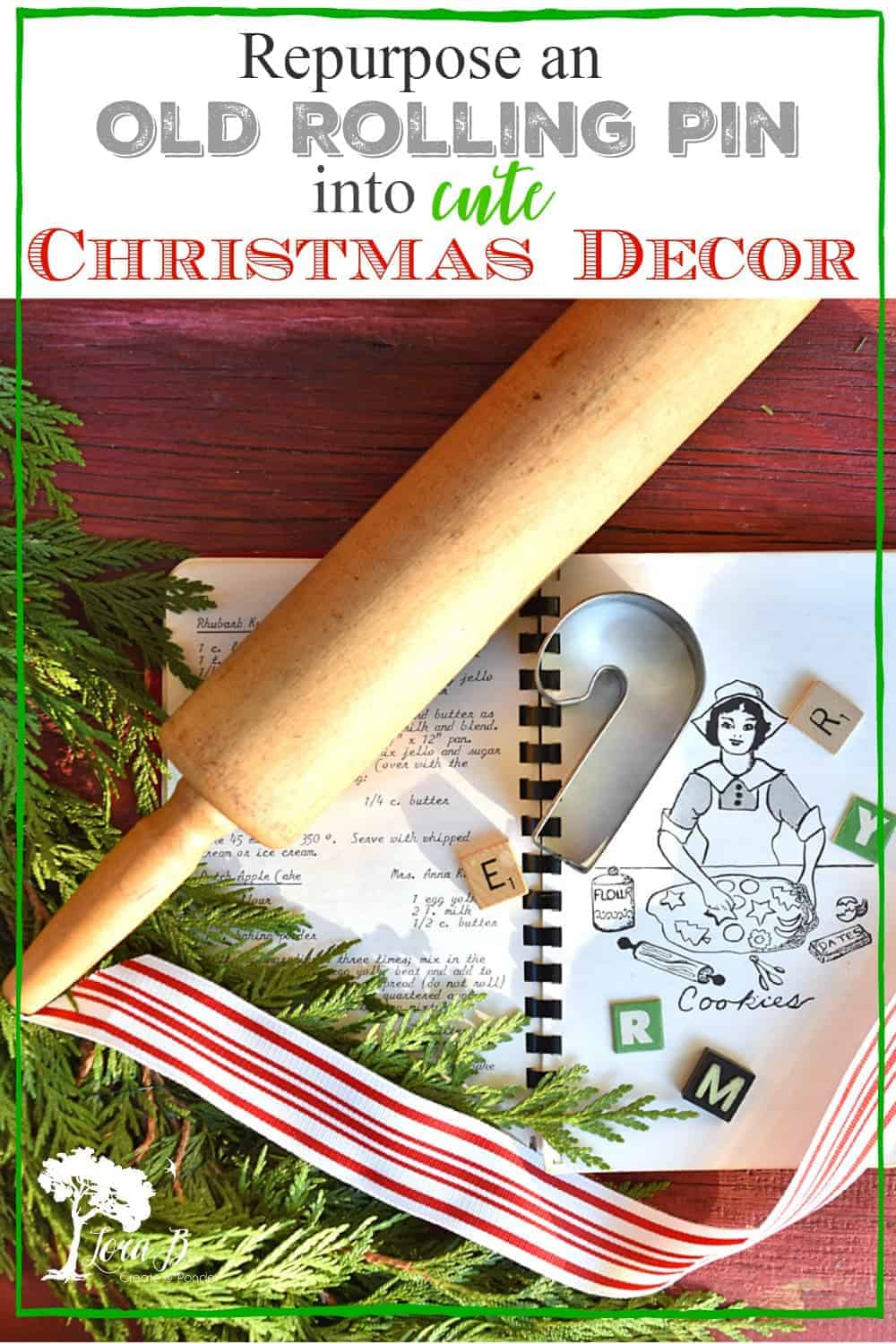 Repurposed Rolling Pin Decor for Christmas