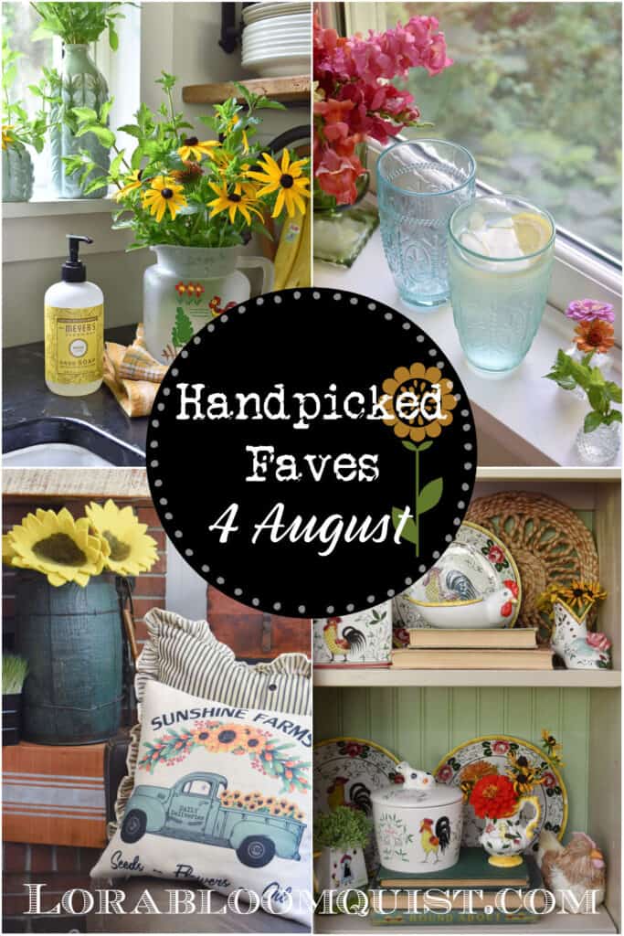 Sunflowers and vintage dishes for August favorites.