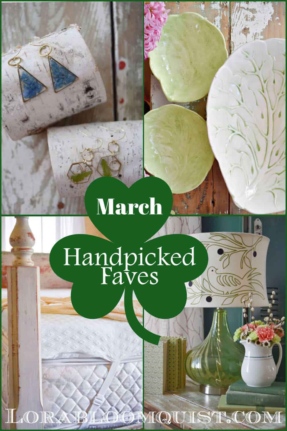 Resin earrings, lettuceware, and a green lamp are March favorite picks.